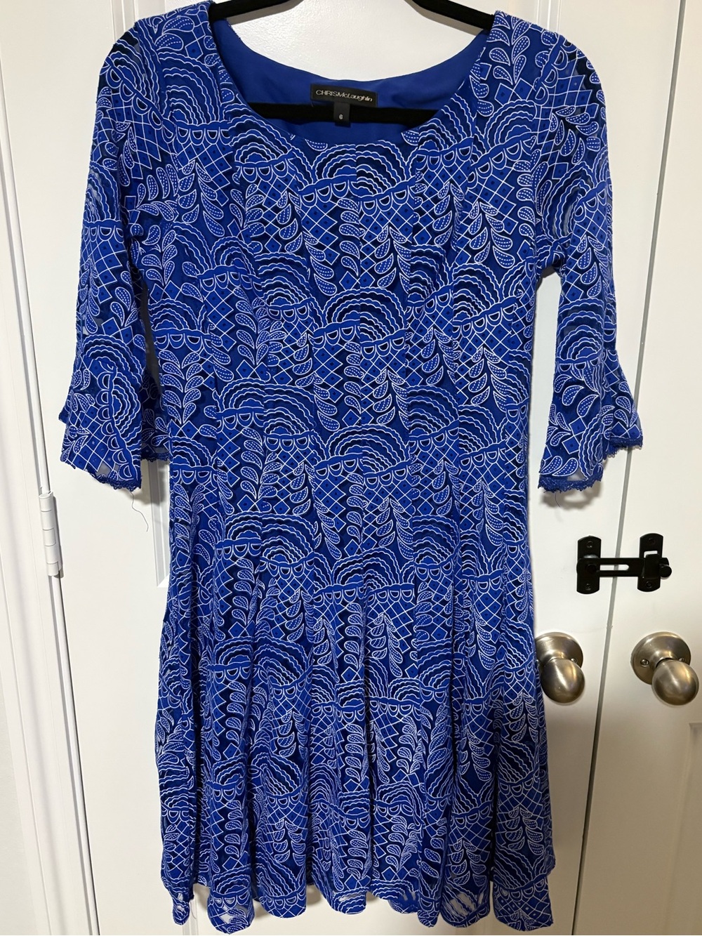 Chris McLaughlin Blue Print Fit and Flare Dress Size 8